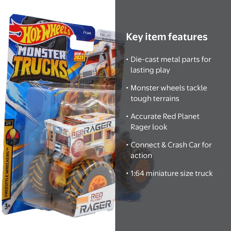 Hot Wheels Monster Trucks 1:64 Scale Red Planet Rager, Includes