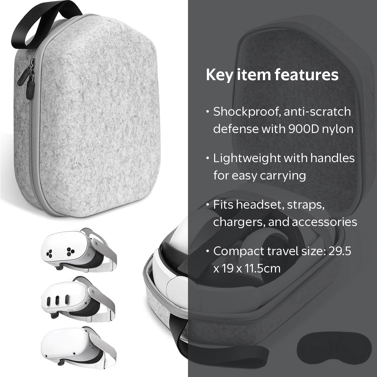 Prociv, Hard Carrying Case, Waterproof Shockproof Travel Bag Gray