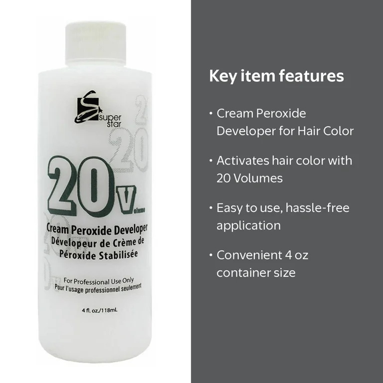 Superstar, Cream Peroxide Developer, 20 Volumes, 4 oz - Walmart.com