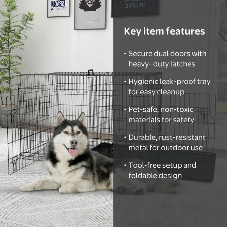 YRLLENSDAN XL Dog Crate, 48 inch Foldable Kennel with Handle