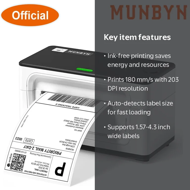 MUNBYN 4x6 Thermal Label Printer, 203dpi USB, Compatible with UPS MUNBYN 4x6 Thermal Label Printer, 203dpi USB, Compatible with UPS