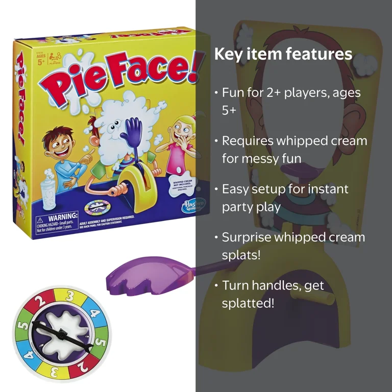 Free Shipping! Pie Face Whipped Cream Family Game, Ages 5+, 2+