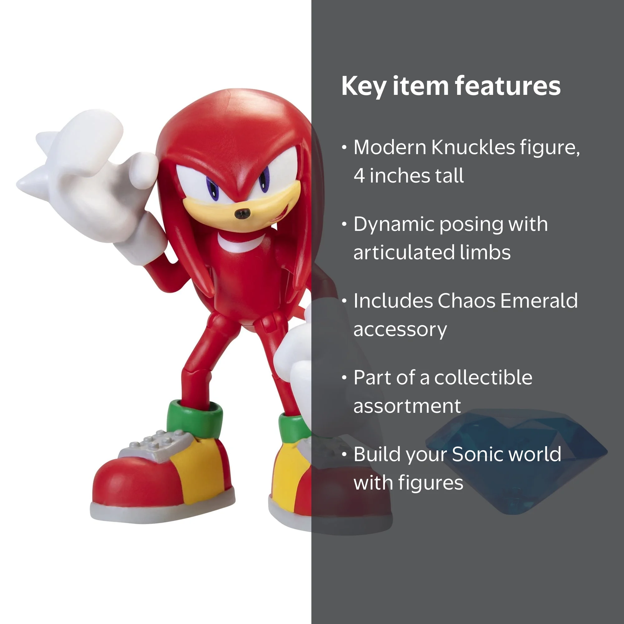 Sonic Knuckles 4 Figure - Articulated with Chaos Emerald - Walmart.com