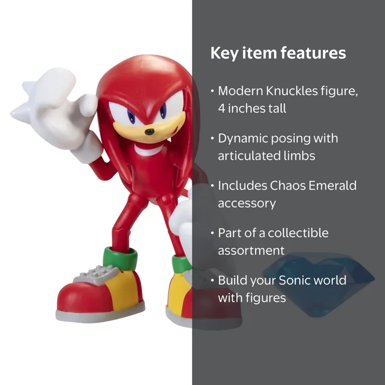 Sonic Knuckles 4 Figure - Articulated with Chaos Emerald - Walmart.com