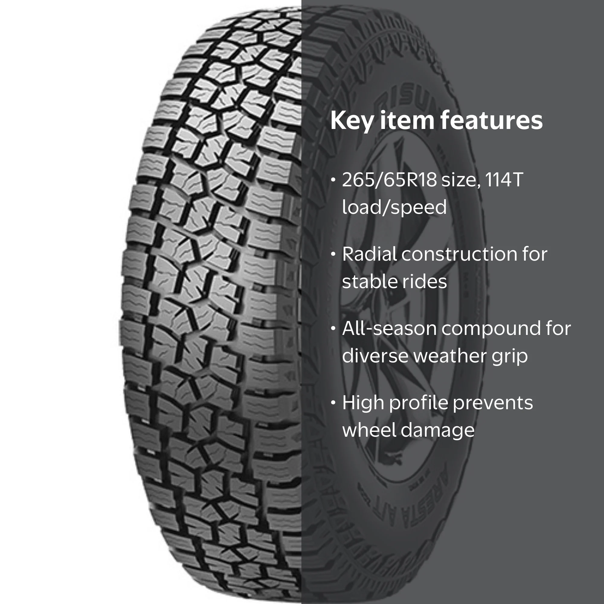 Arisun Aresta A/T ZG06 All Terrain 265/65R18 114T Light Truck Tire