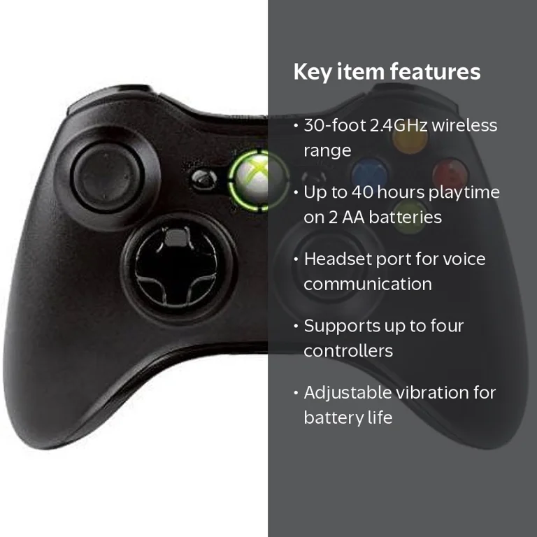 Xbox 360 Wireless Controller, Black -Bulk Packaging, Remote Gaming