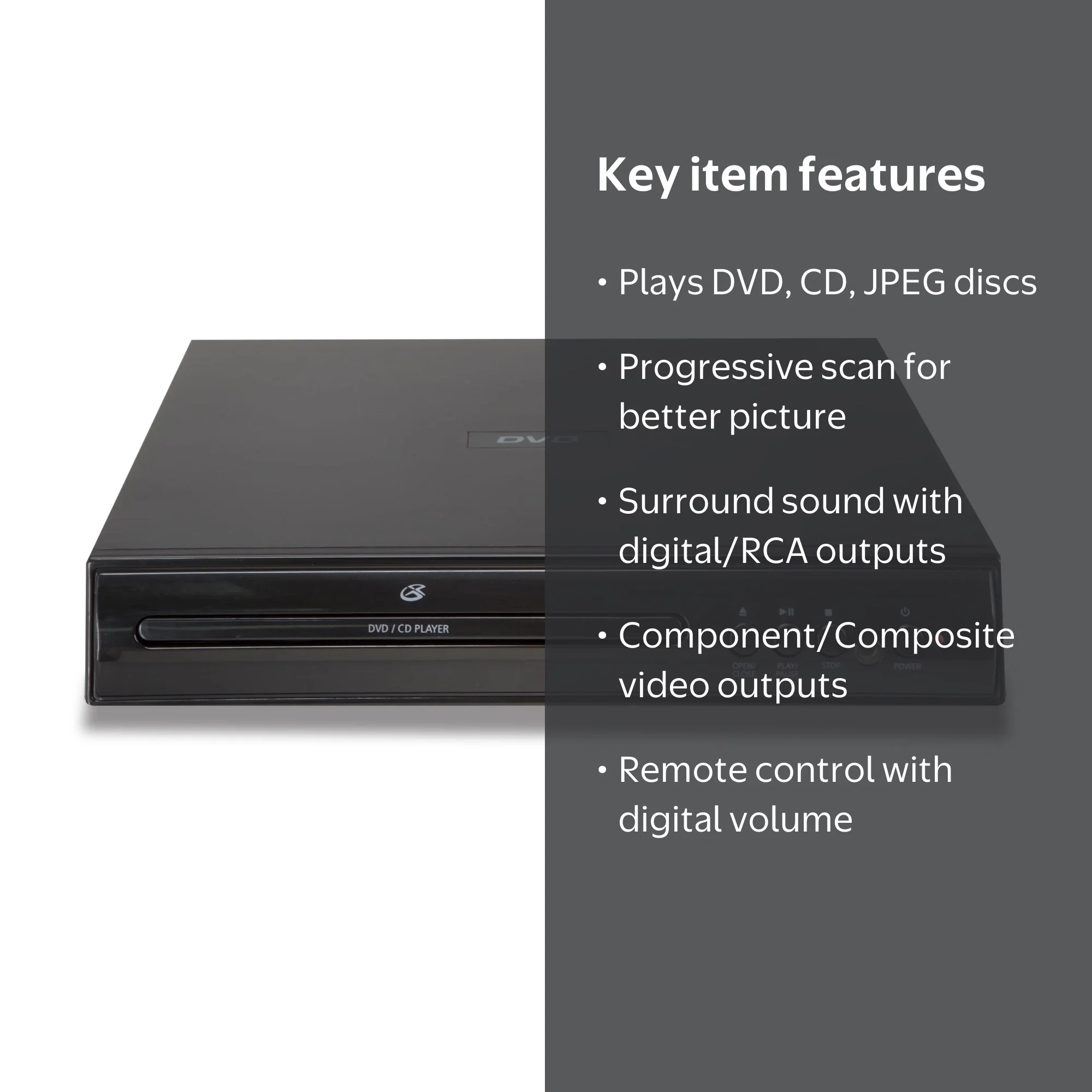 GPX, D200B Black Progressive Scan DVD Player with Remote Control