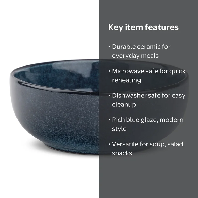 Thyme & Table Atlantic Ceramic Bowl Blue, Deep Blue Glaze