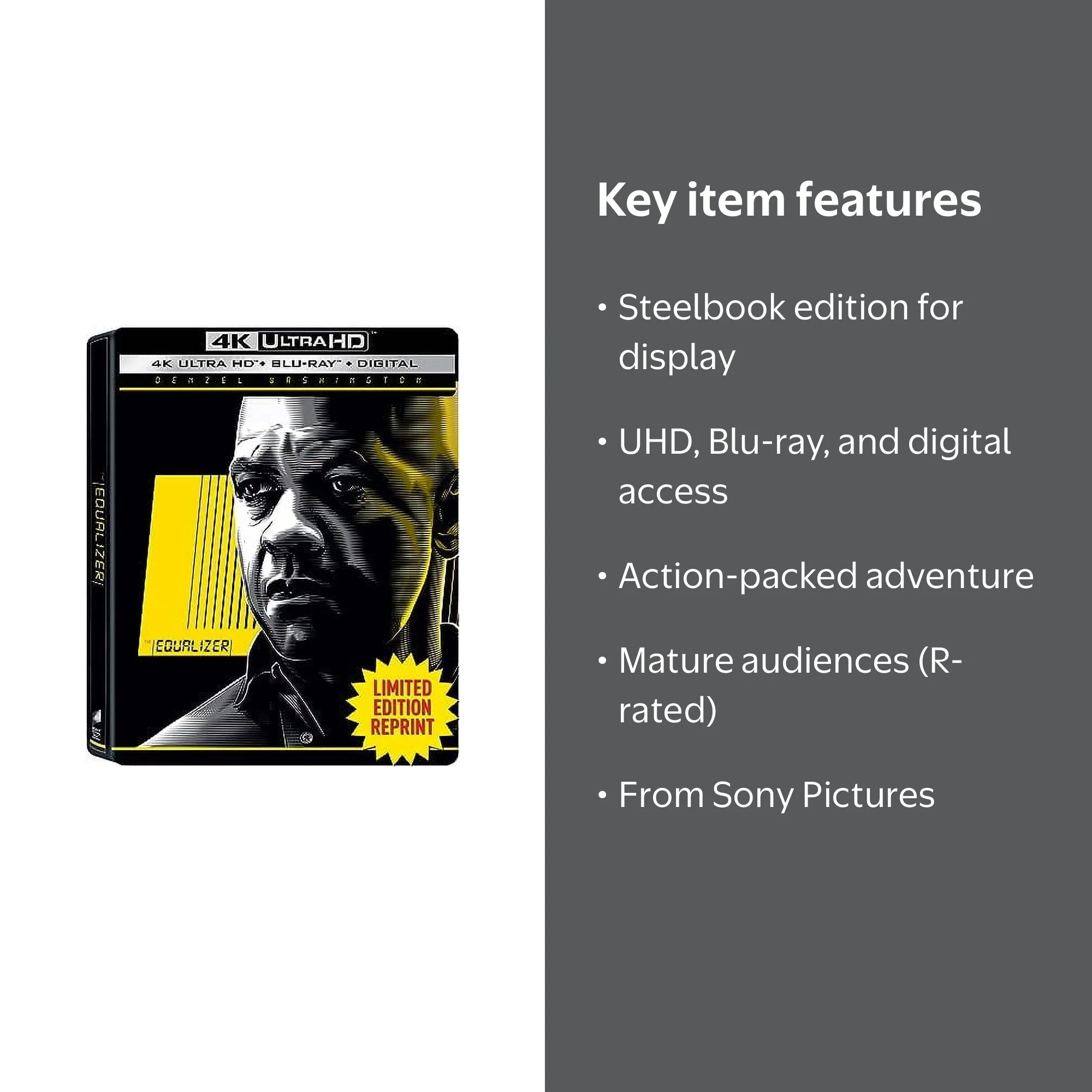Sony Pictures: The Equalizer Steelbook, Action & Adventure (4K