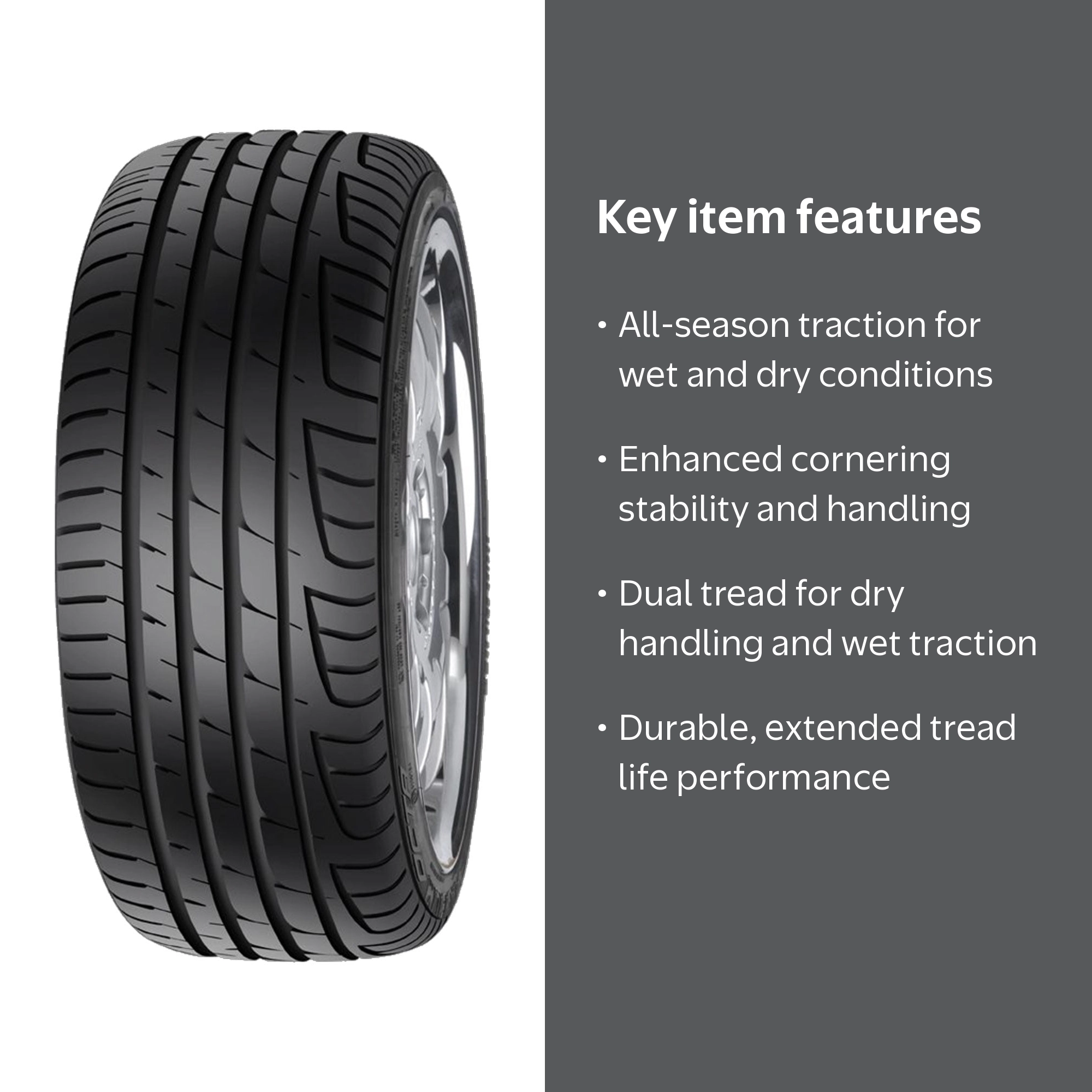 Forceum, Passenger Tire, All Season, 245/40ZR20 XL, Black