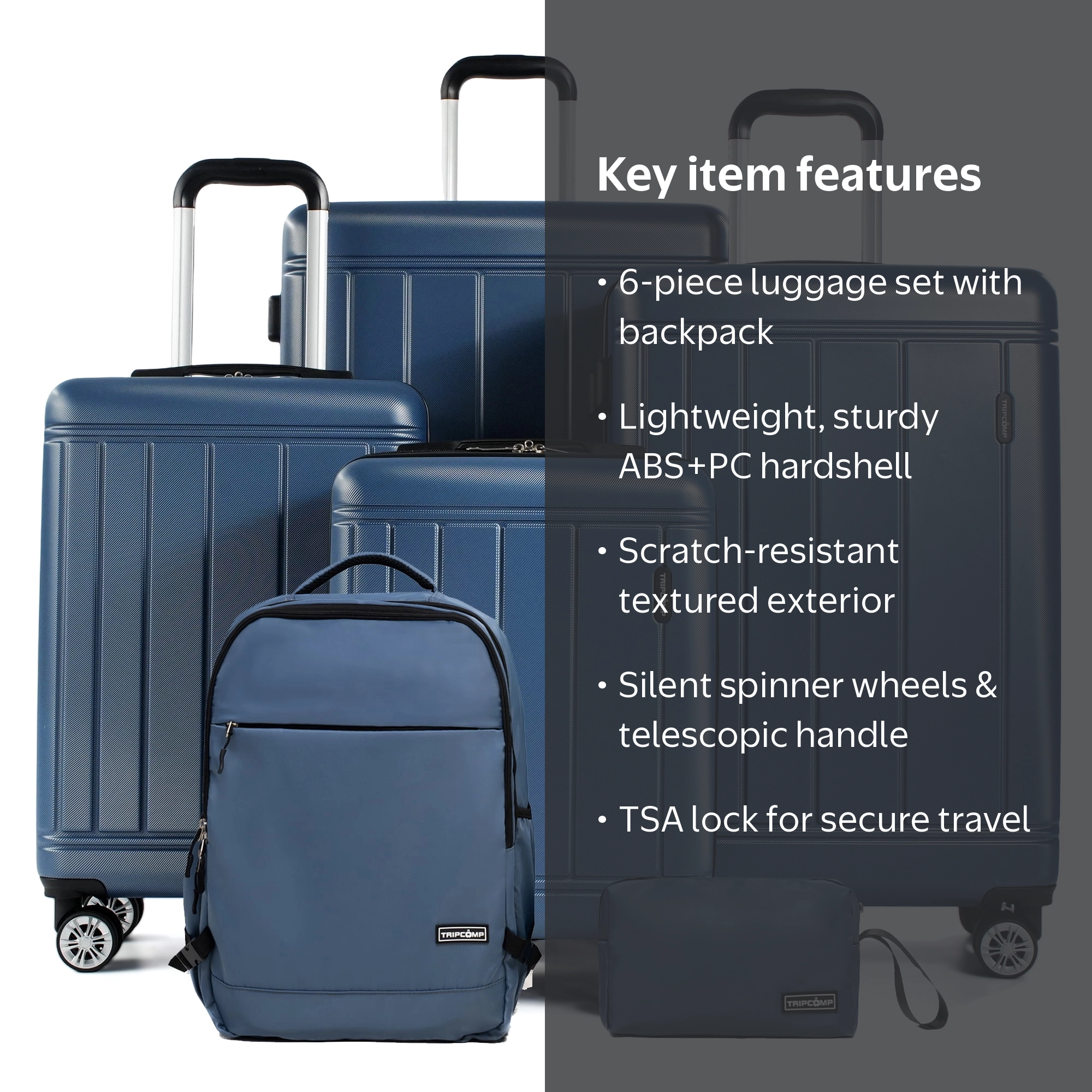 Tripcomp 6 Piece Hardside Luggage Sets Spinner Wheels with TSA