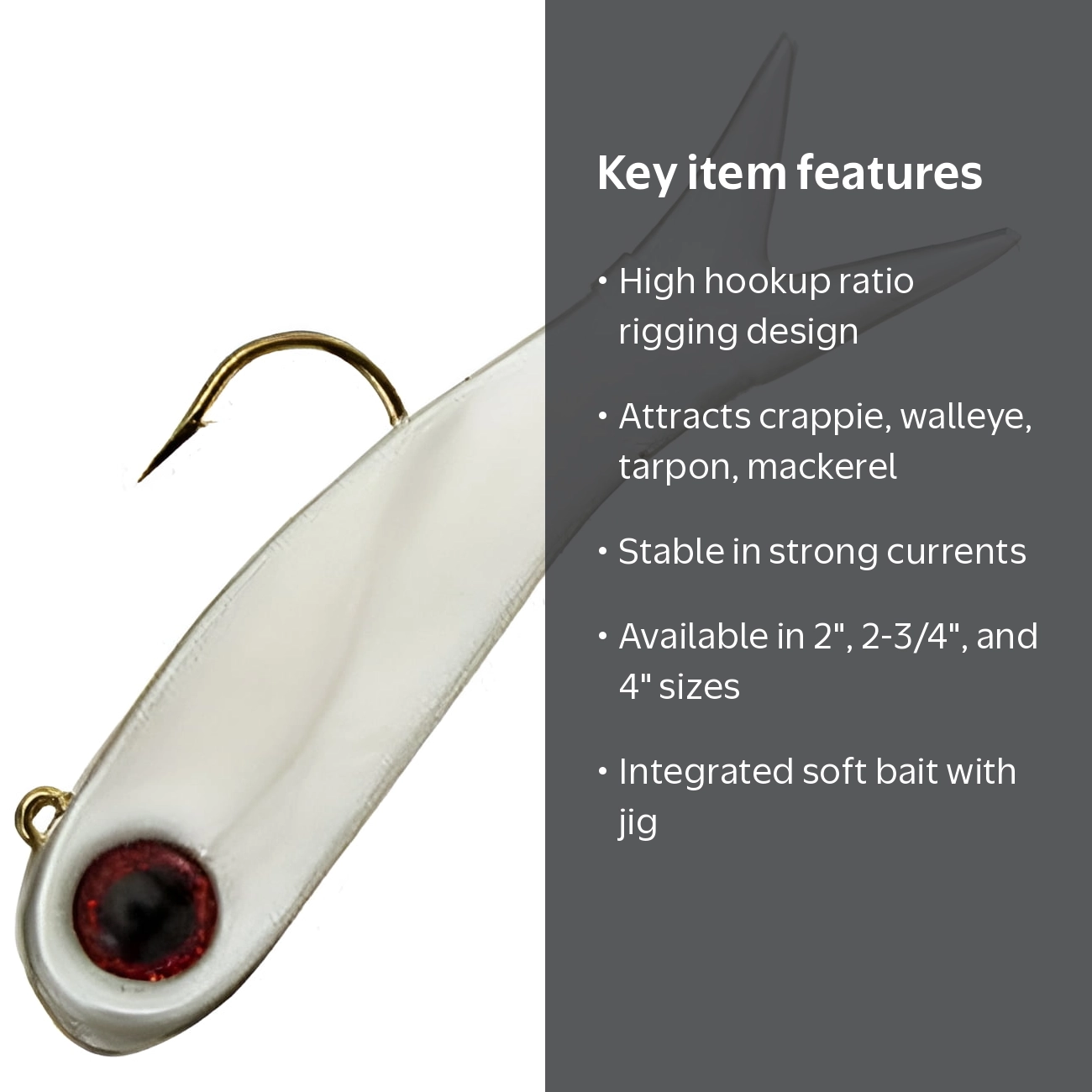 D.O.A. Terror Eyz Soft Bait - Pearl with Red Eyes - Fishing Lure