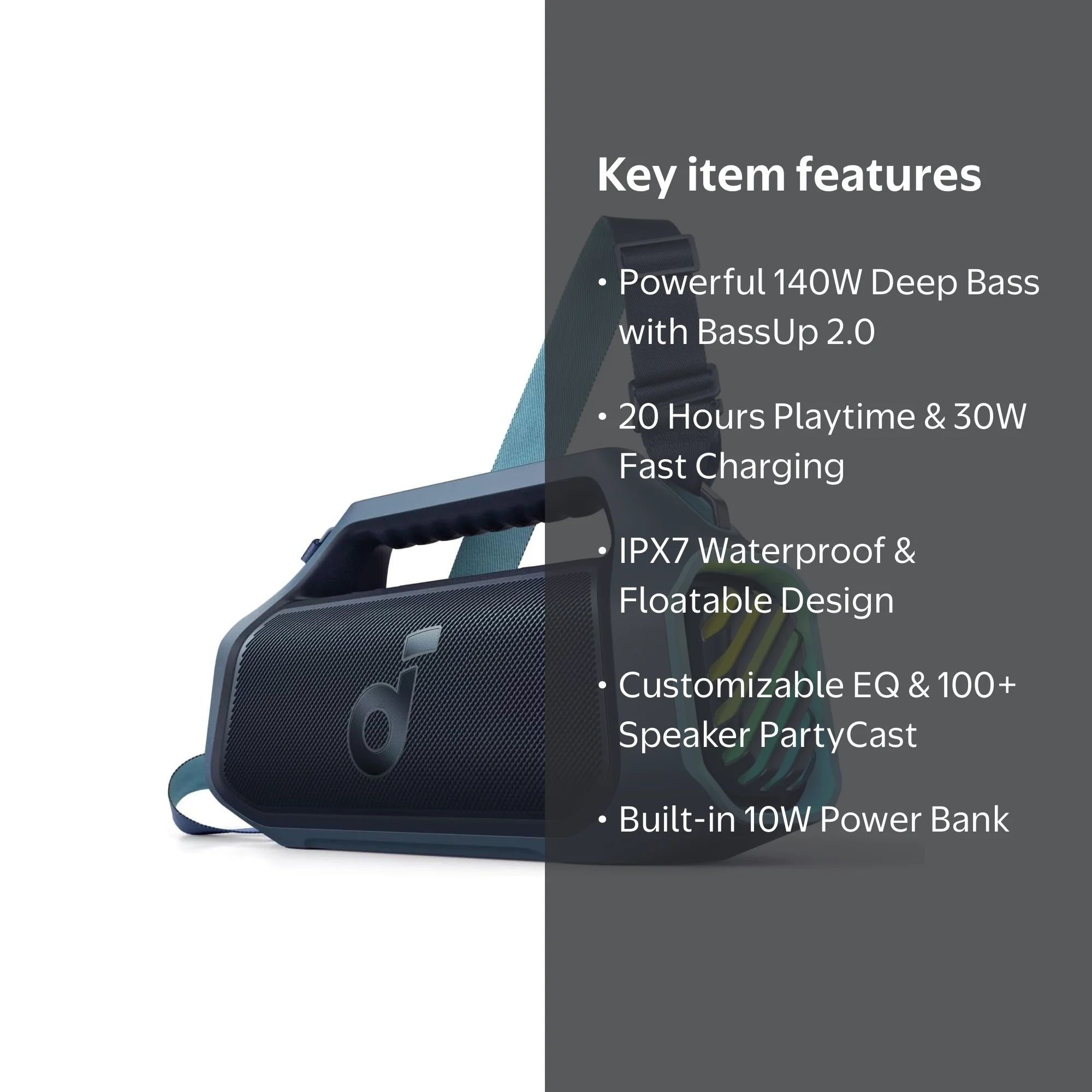 Soundcore Boom 2 Plus By Anker, Outdoor Speaker, 140W, 2+2 Channel