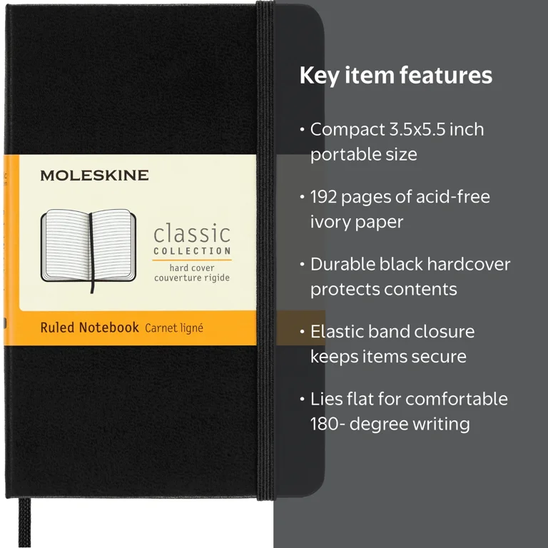Moleskine Classic Notebook, Hard Cover, Pocket (3.5