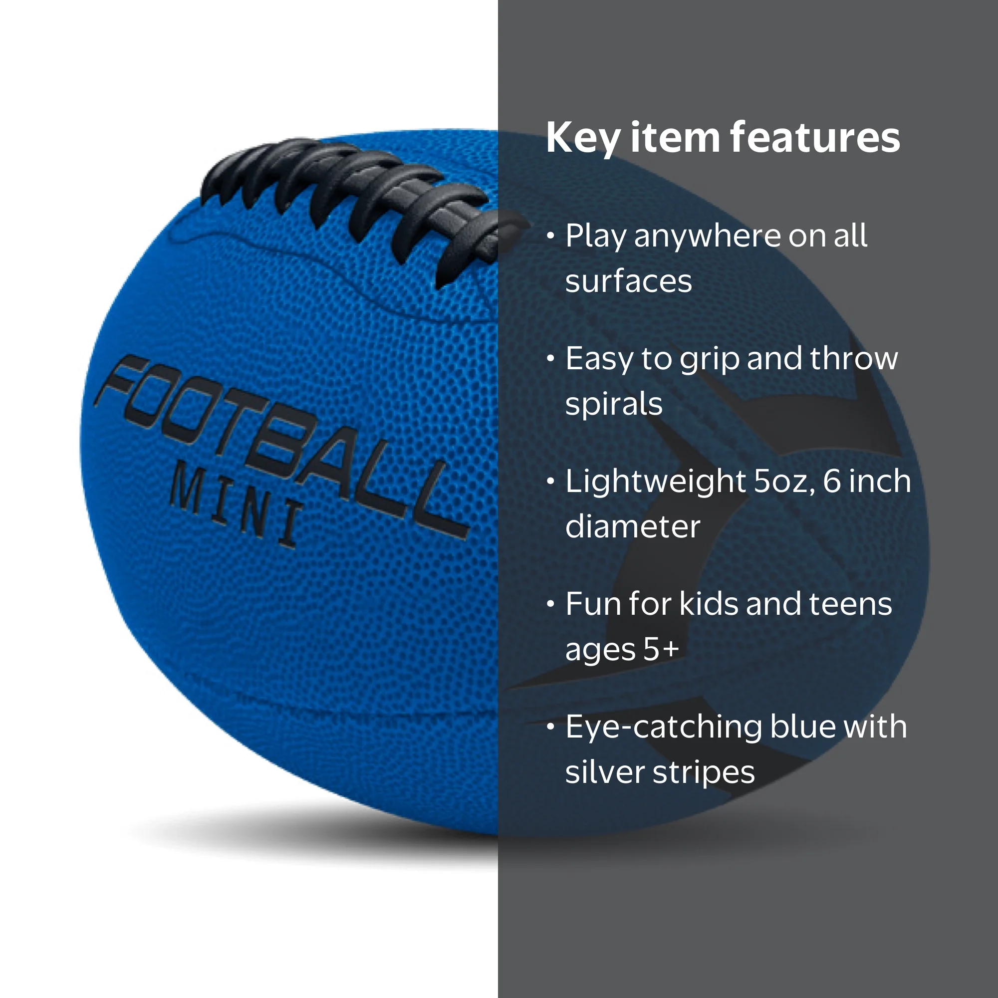 Magic Time Mini 6” Rubber Football, Toy Ball, Blue, Kids Teen