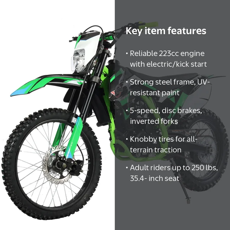 その他 Prorinnkunn X-Pro Titan 250cc Dirt Bike, Zongshen Engine, Green - Walmart.com