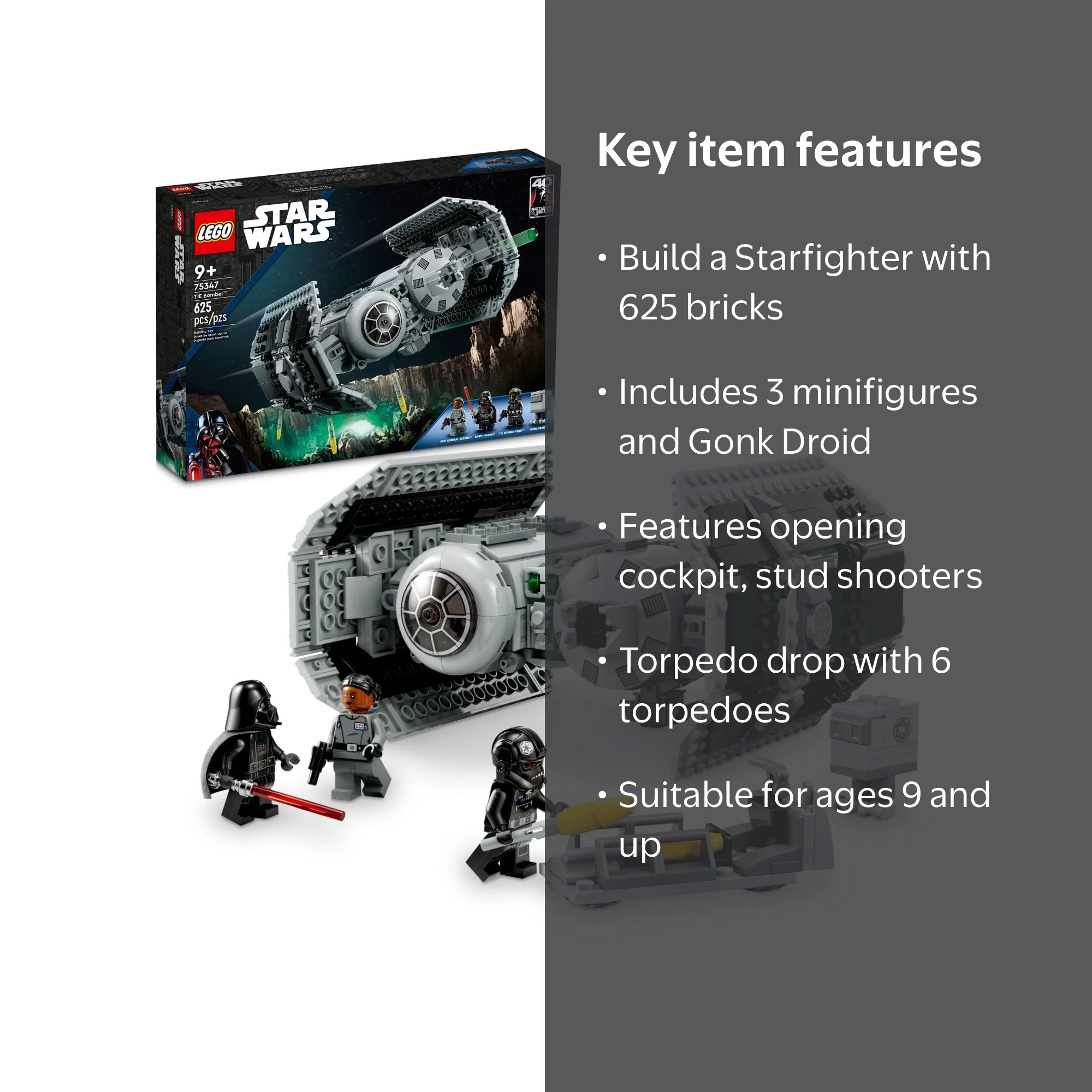 LEGO, Star Wars TIE Bomber Starfighter Buildable Toy 75347