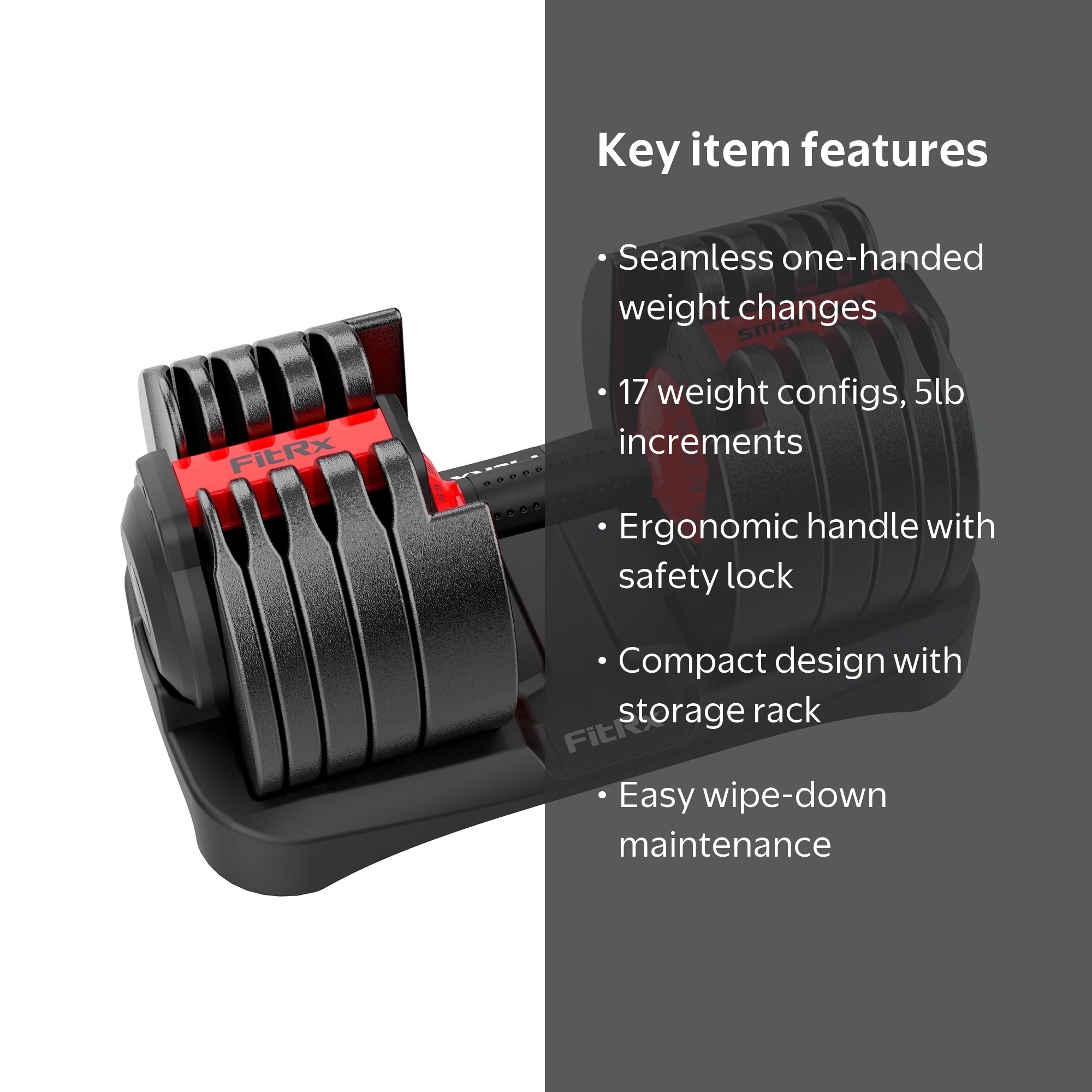 FitRx SmartBell XL, 90lb Adjustable Dumbbell Set with Quick-Select