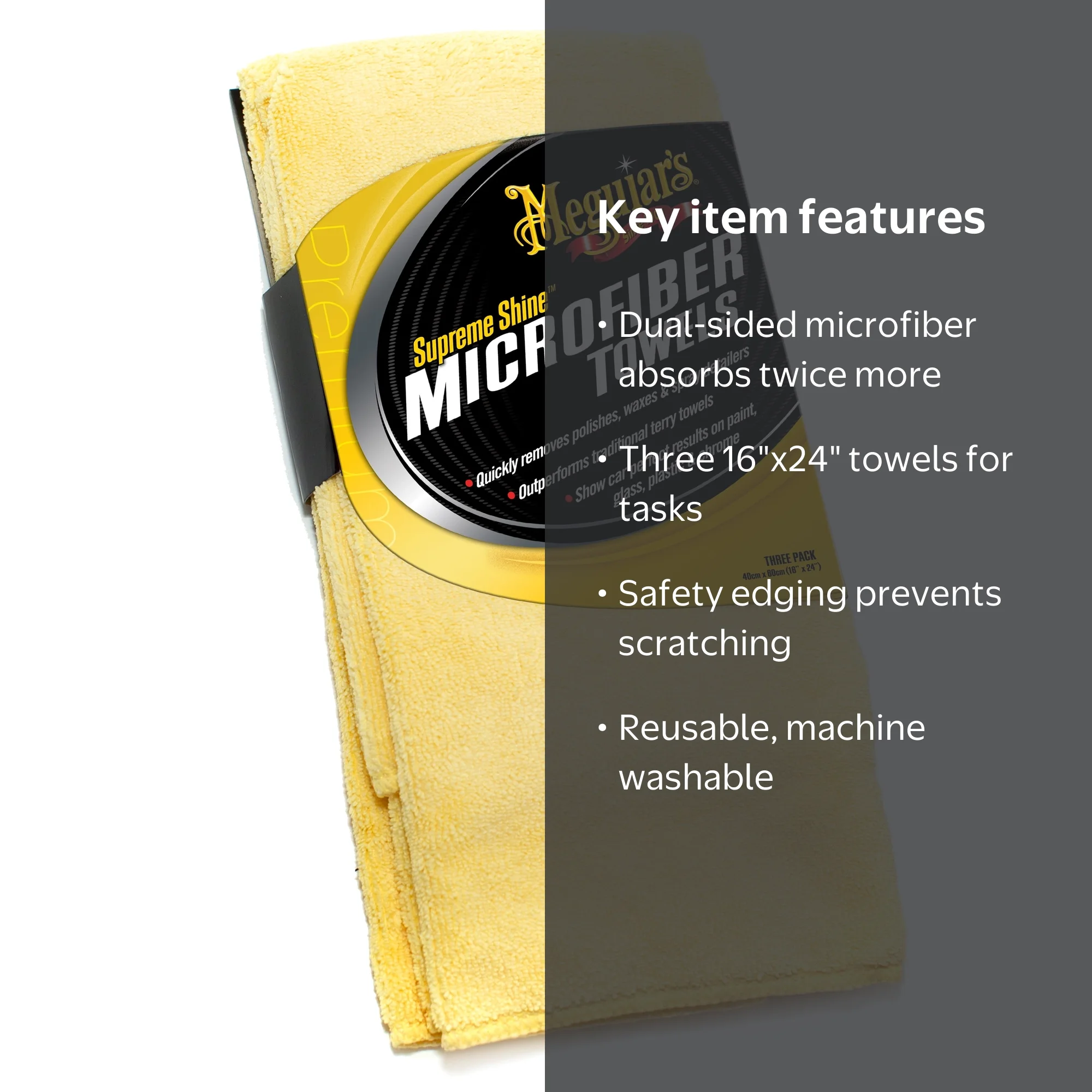 Meguiar's Microfiber Towels, Supreme Shine, X2020, 3pk 16