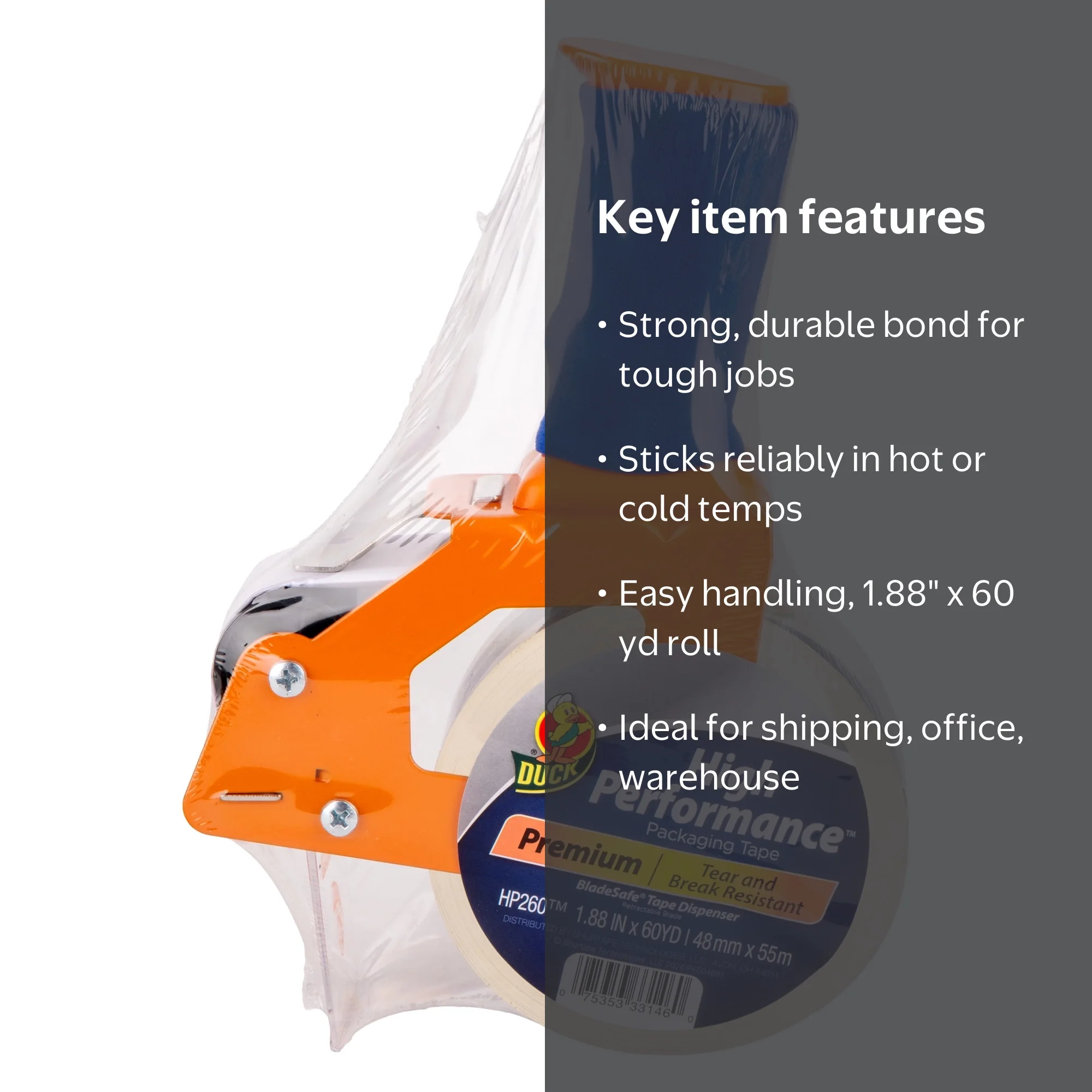 Duck Duck High Performance Tape Packing Tape Gun, 1.88 in. x 60 yd