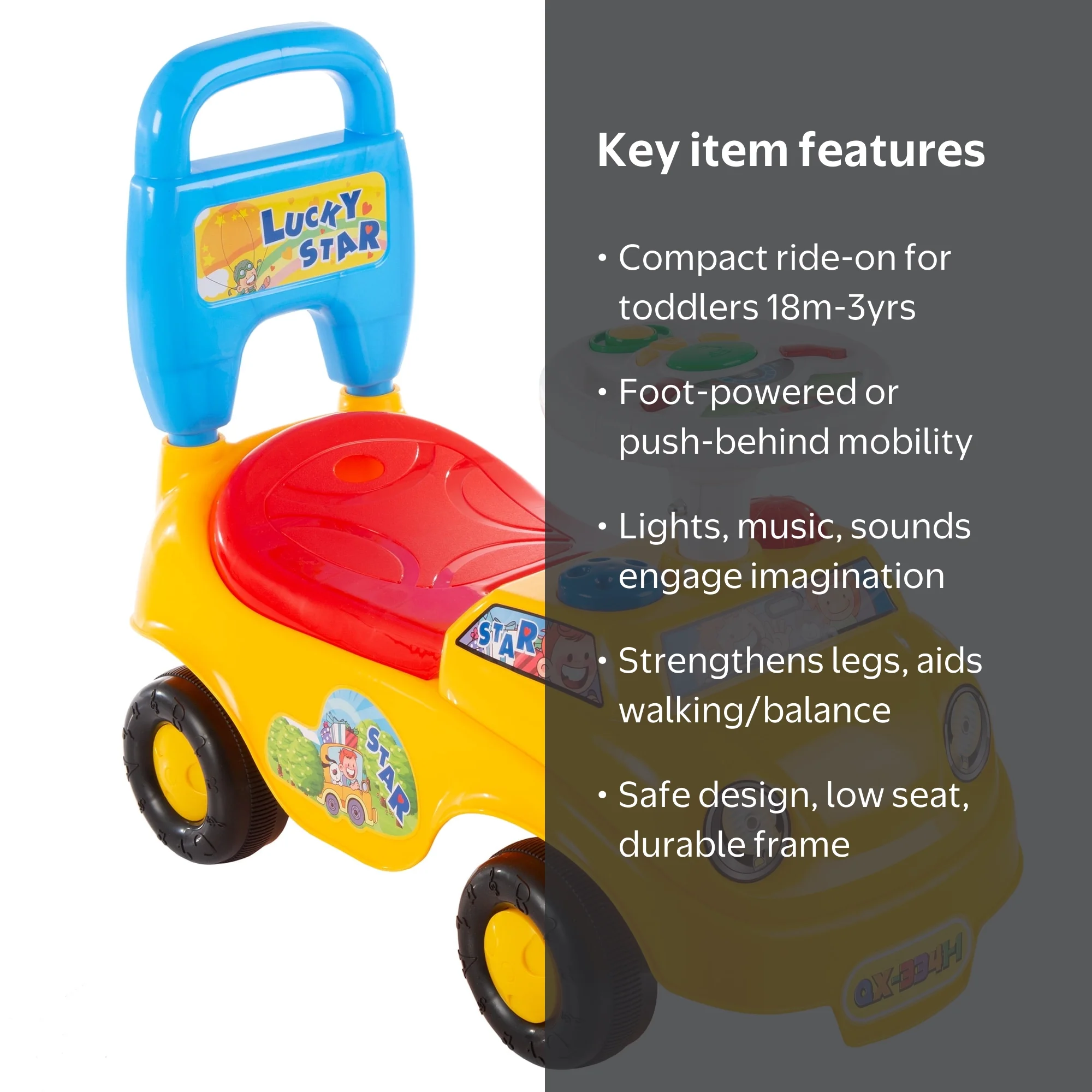 Lil' Rider Ride On Activity Car- Kids Walker, Toy Rideon for