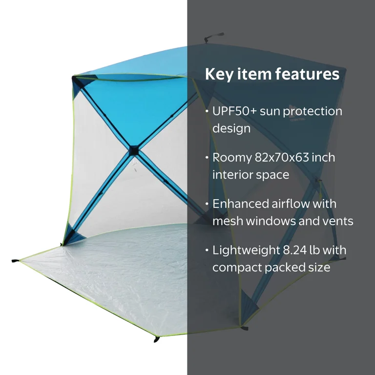 Free Shipping! Ozark Trail Pop-Up Beach Shelter 6.8 ft x 5.9 ft