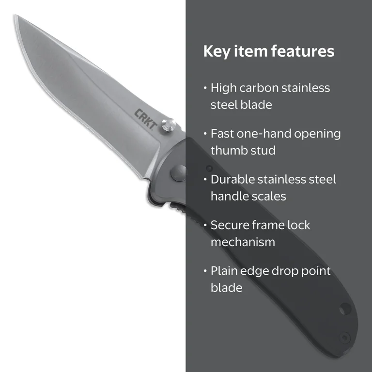 CRKT Drifter Pocket Folding Knife, 6450S, Stainless Steel Handle