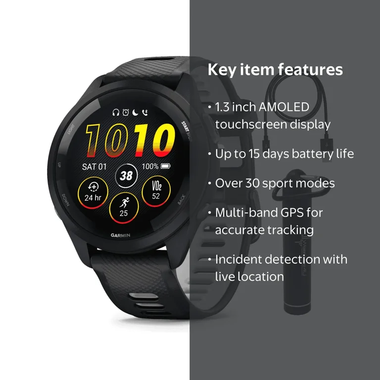 Garmin Forerunner 265 Music GPS Running Smartwatch, Black with
