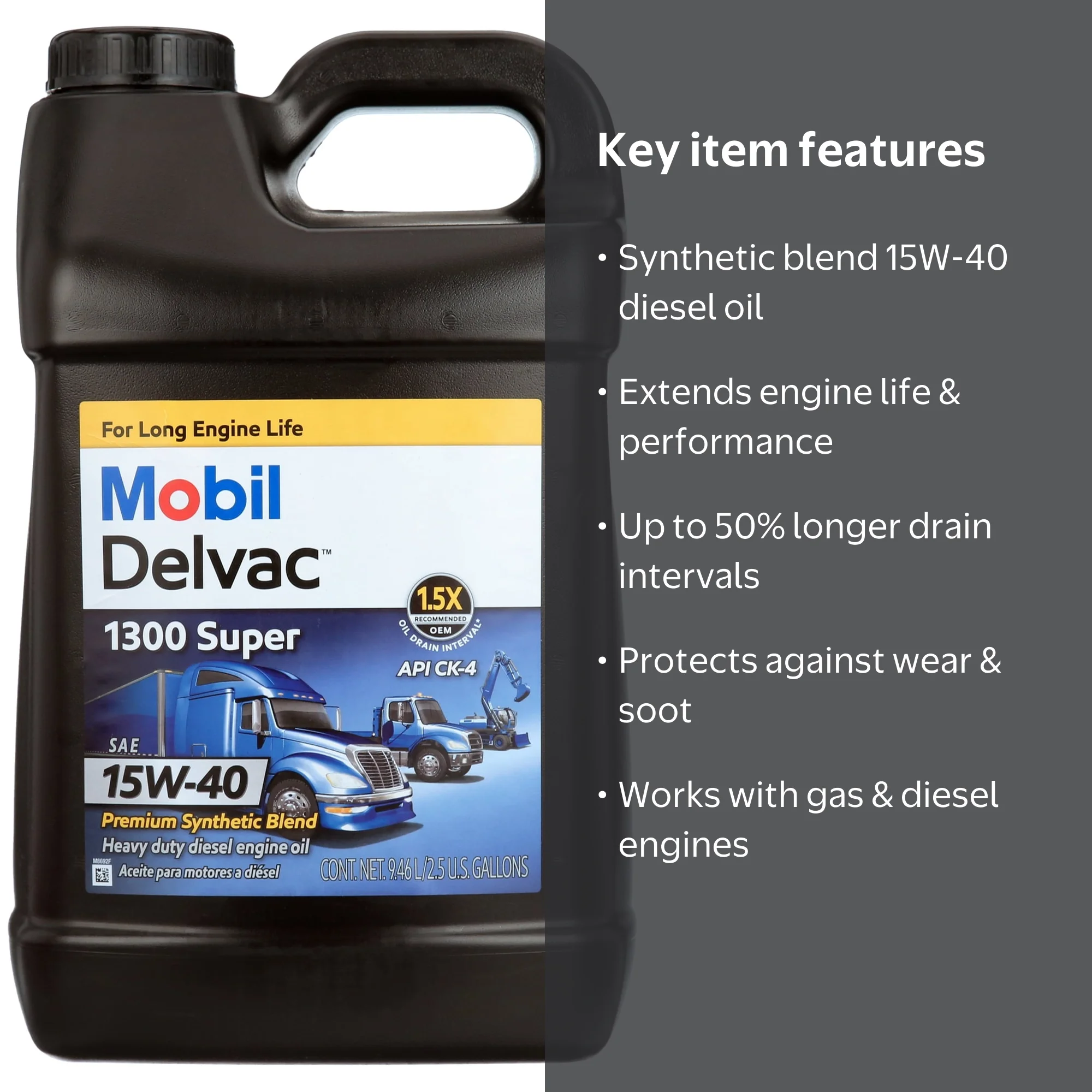 Mobil Delvac 1300 Super Heavy Duty Premium Synthetic Blend Diesel