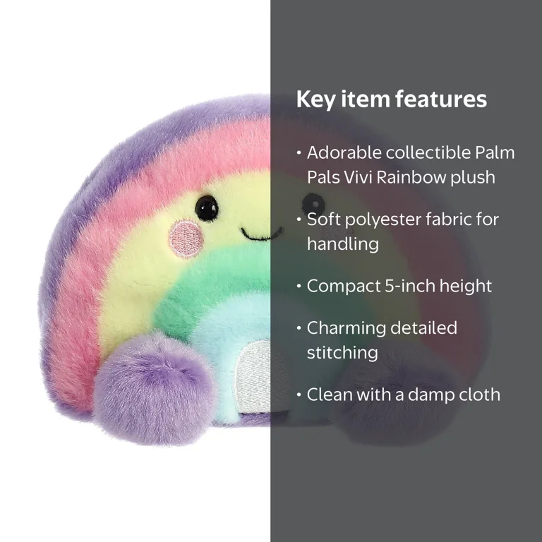 Aurora, 61542, Palm Pals Medium, Vivi Rainbow 8In, Soft Toy, Multicolour