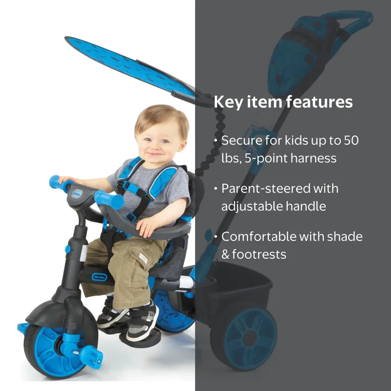 DRT TiNYKLASH BabyBlue LO Hiセット Little Tikes 4-in-1 Deluxe Edition Neon Blue Trike, Convertible