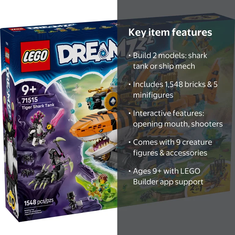 LEGO, DreamZzz Tiger Shark Tank Building Toy, 71515, 2 Build