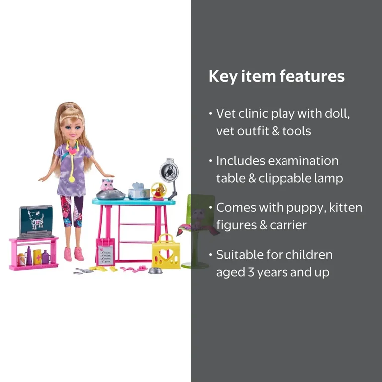 Sparkle Girlz Pet Medical Clinic Doll Set by ZURU – Playset with