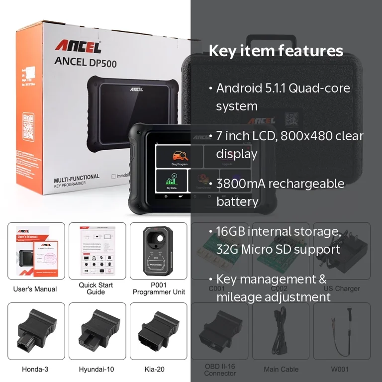 ANCEL DP500 OBD2 Scanner Mileage Correction Odo-meter Key Fob