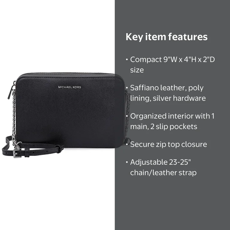MICHAEL KORS ブラック ボディバッグ Michael Kors, Crossbody Bag, Saffiano Leather, Black - Walmart.com
