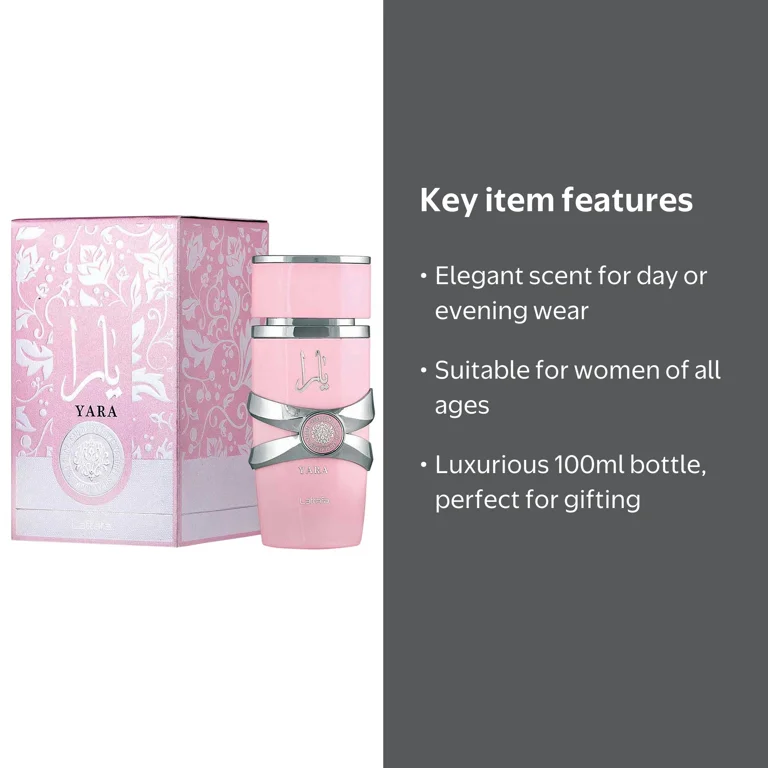 Lattafa Yara for Women Eau de Parfum Spray, 100 ml, Graceful and