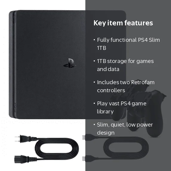 Pre-Owned Sony Playstation 4 PS4 Slim 1TB Gaming Console with Two