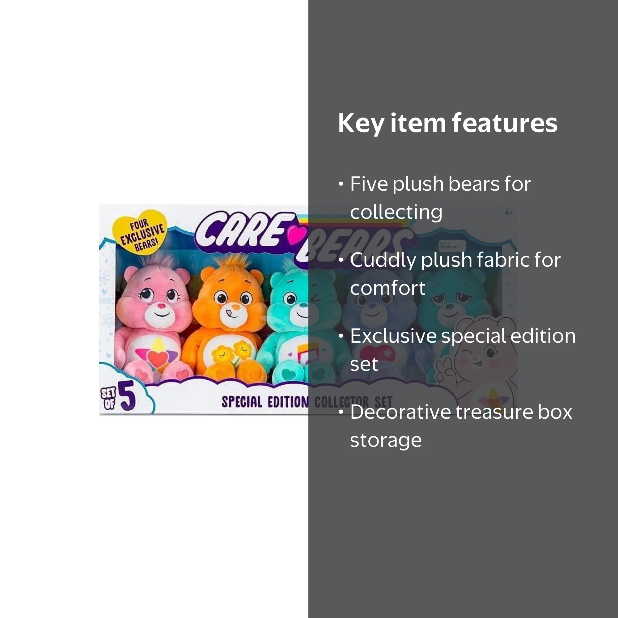 Care Bear Plush Treasure Box 5 Pack Value Set Special Edition