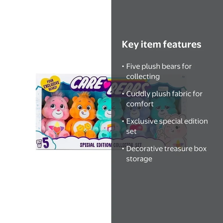 Care Bear Plush Treasure Box 5 Pack Value Set Special Edition