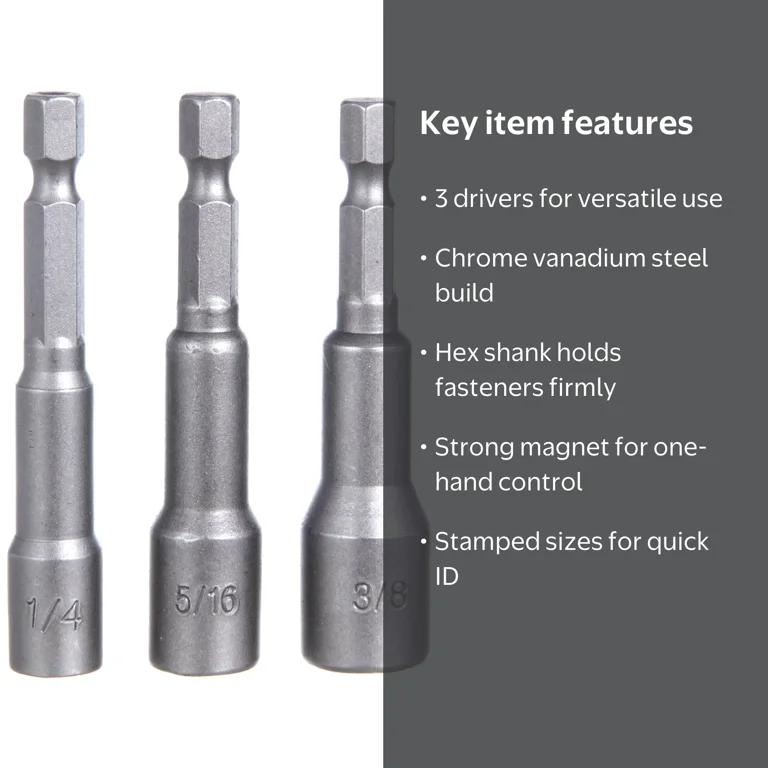 ビット Hyper Tough Hex Shank Magnetic Nut Driver Bits 3 Pack AU20058K
