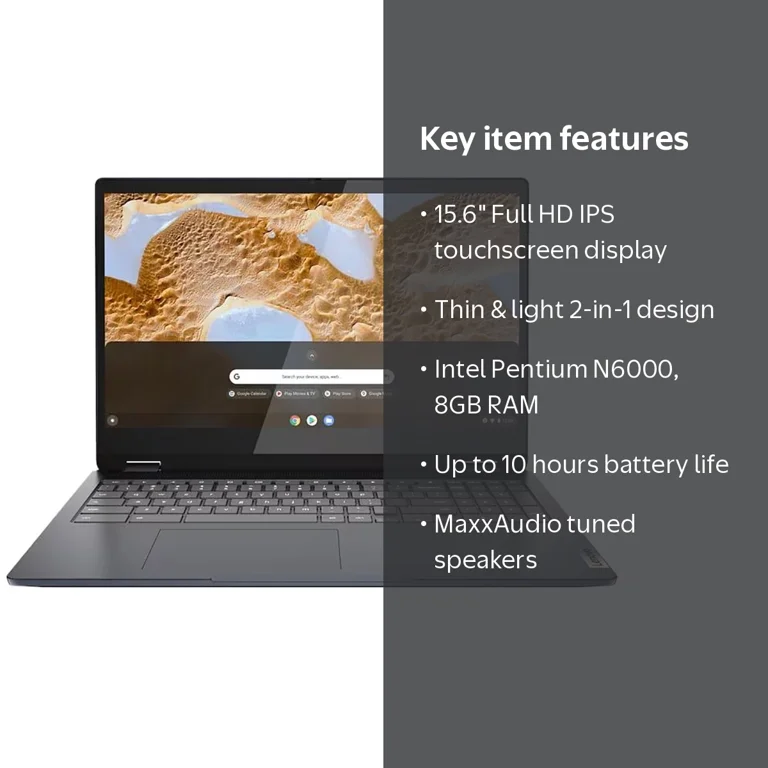 Lenovo IdeaPad Flex 3 15.6" 2-in-1 Chromebook, Intel Silver N6000, 8GB RAM, 128GB SSD, Grigio