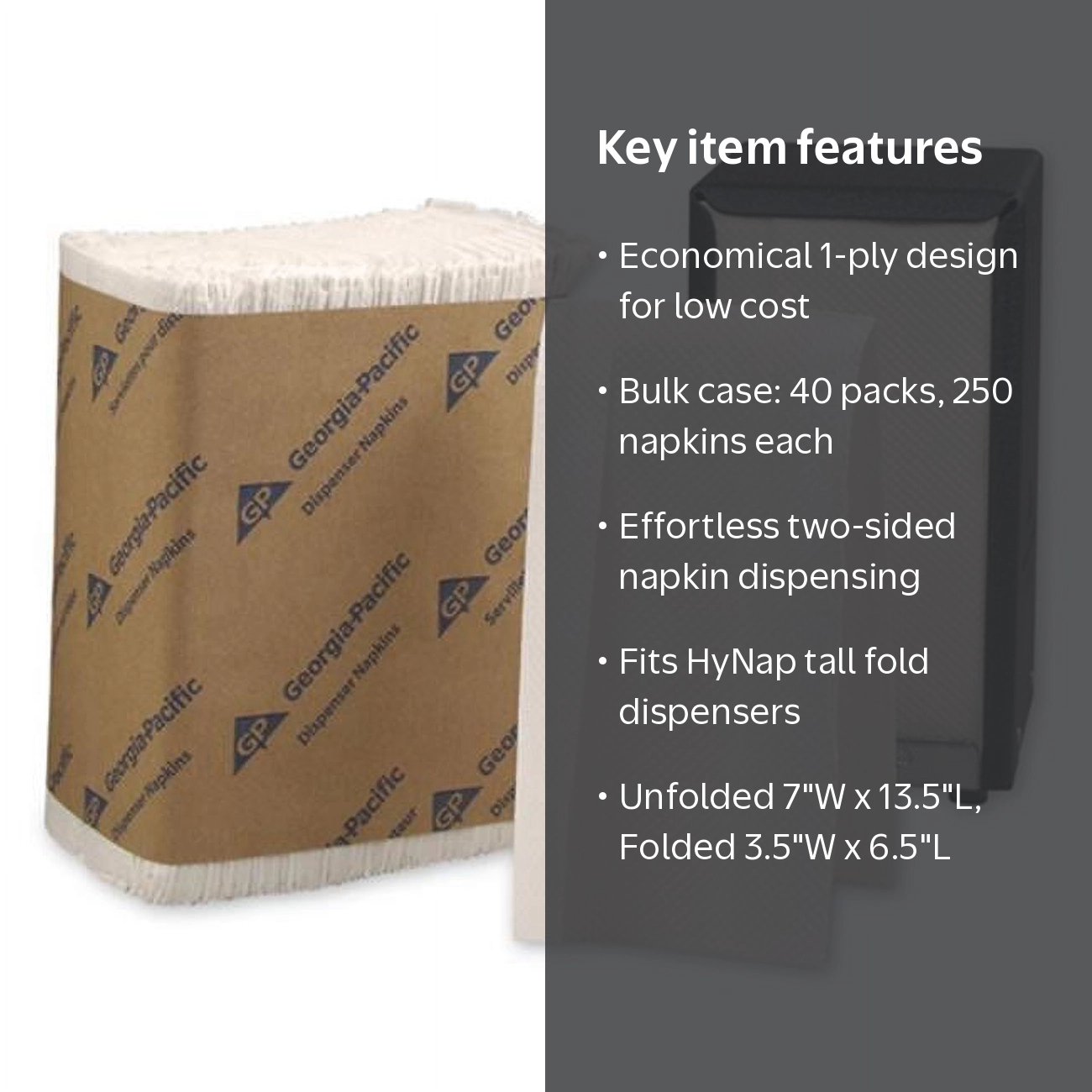 Georgia-Pacific GPC 332-01 HyNap Tall Fold Dispenser Napkin 1-Ply