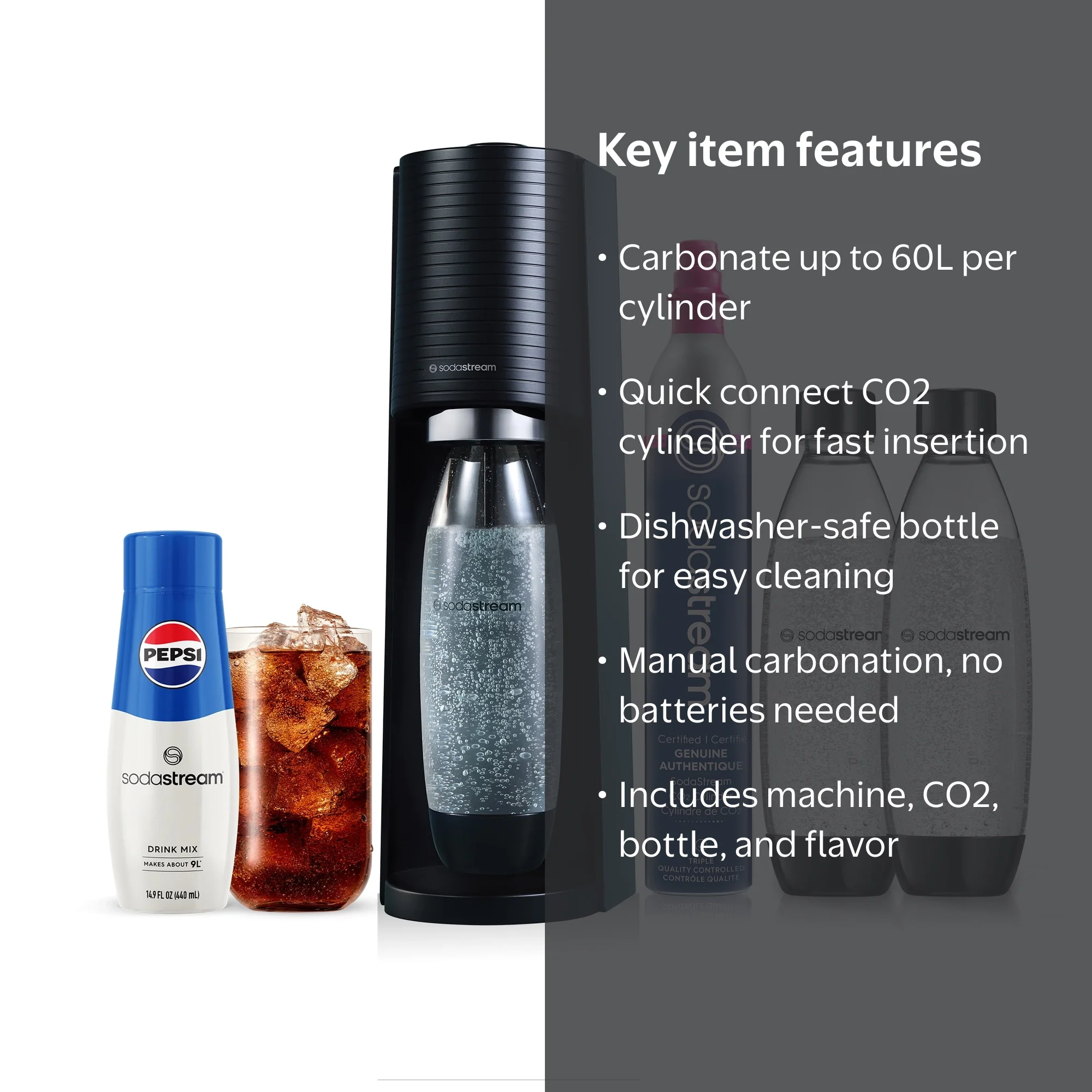 SodaStream Terra Sparkling Water Maker Bundle with CO2, 2 Bottles