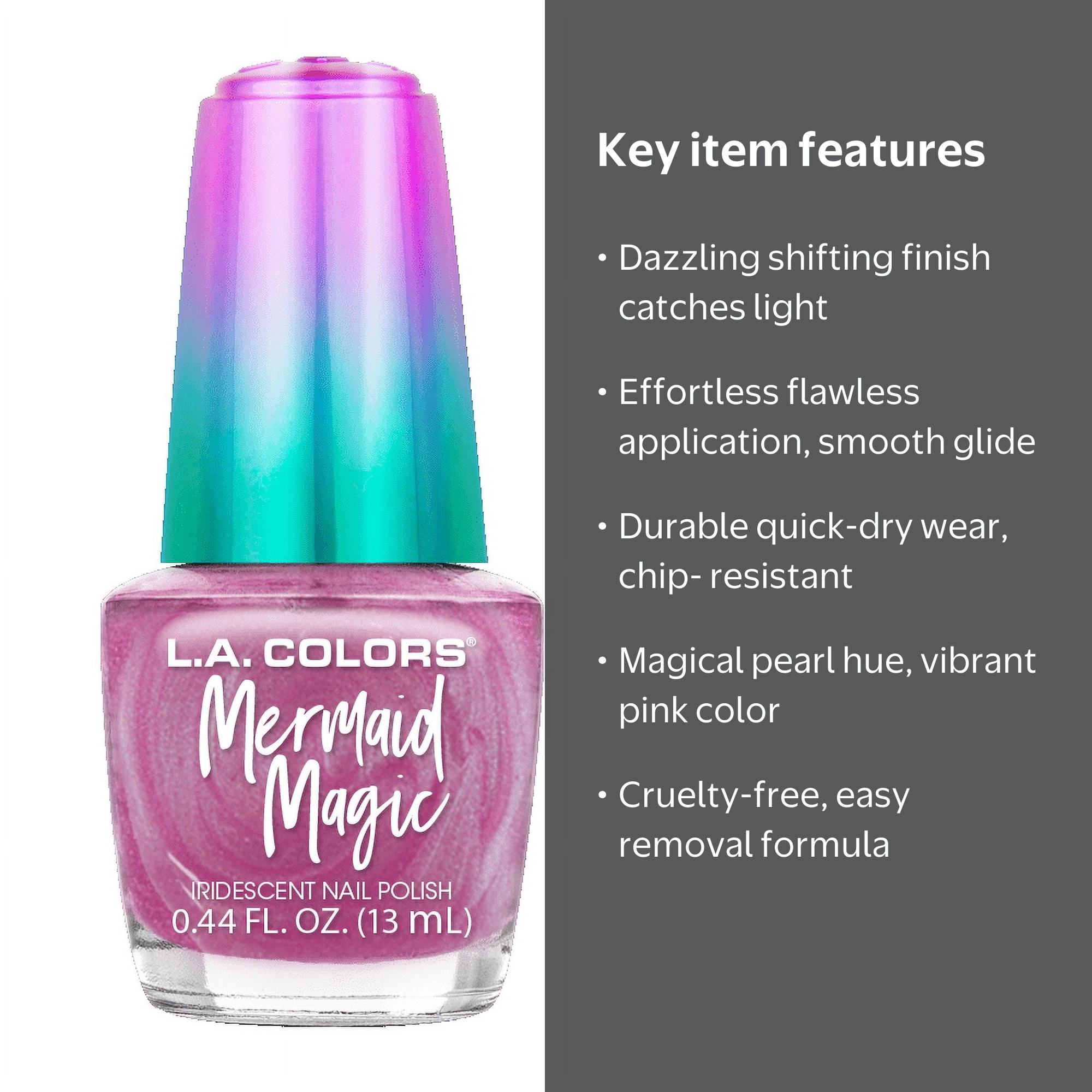 L.A. COLORS Mermaid Magic Nail Polish, Pink Pearl, Iridescent