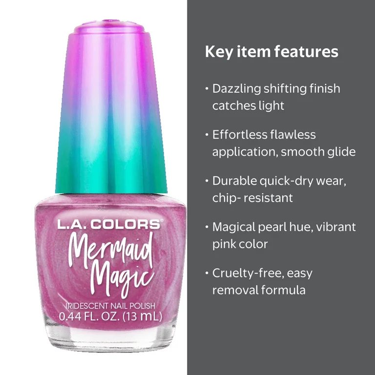 L.A. COLORS Mermaid Magic Nail Polish, Pink Pearl, Iridescent