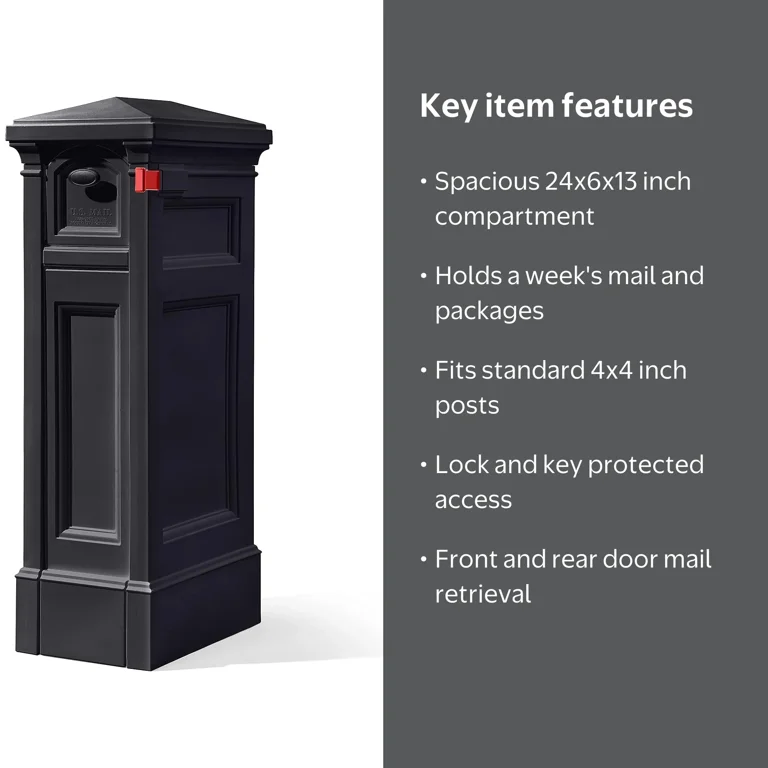 Step2 Atherton Reserve Classic Black Mailbox with Package Storage
