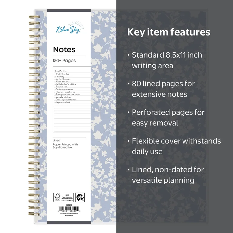 Blue Sky Notebook, 8.5x11, Wildfields - Walmart.com