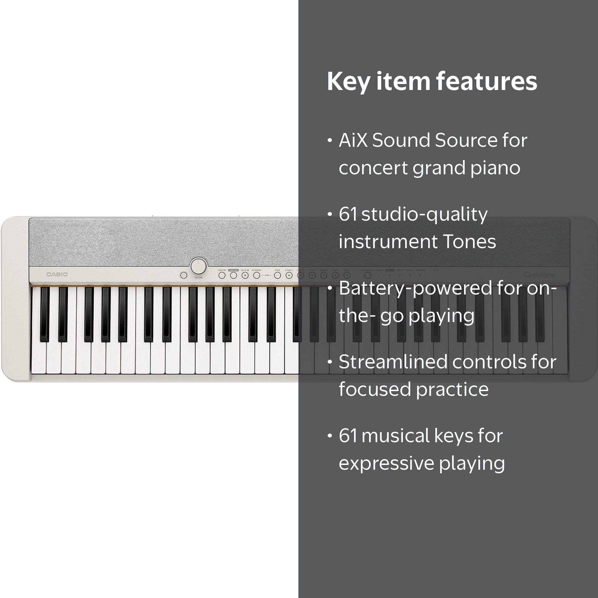 【送料込み】CASIO CT-S1 61鍵 ホワイト Casio CTS1 61 Key Portable Keyboard in White with AiX Sound