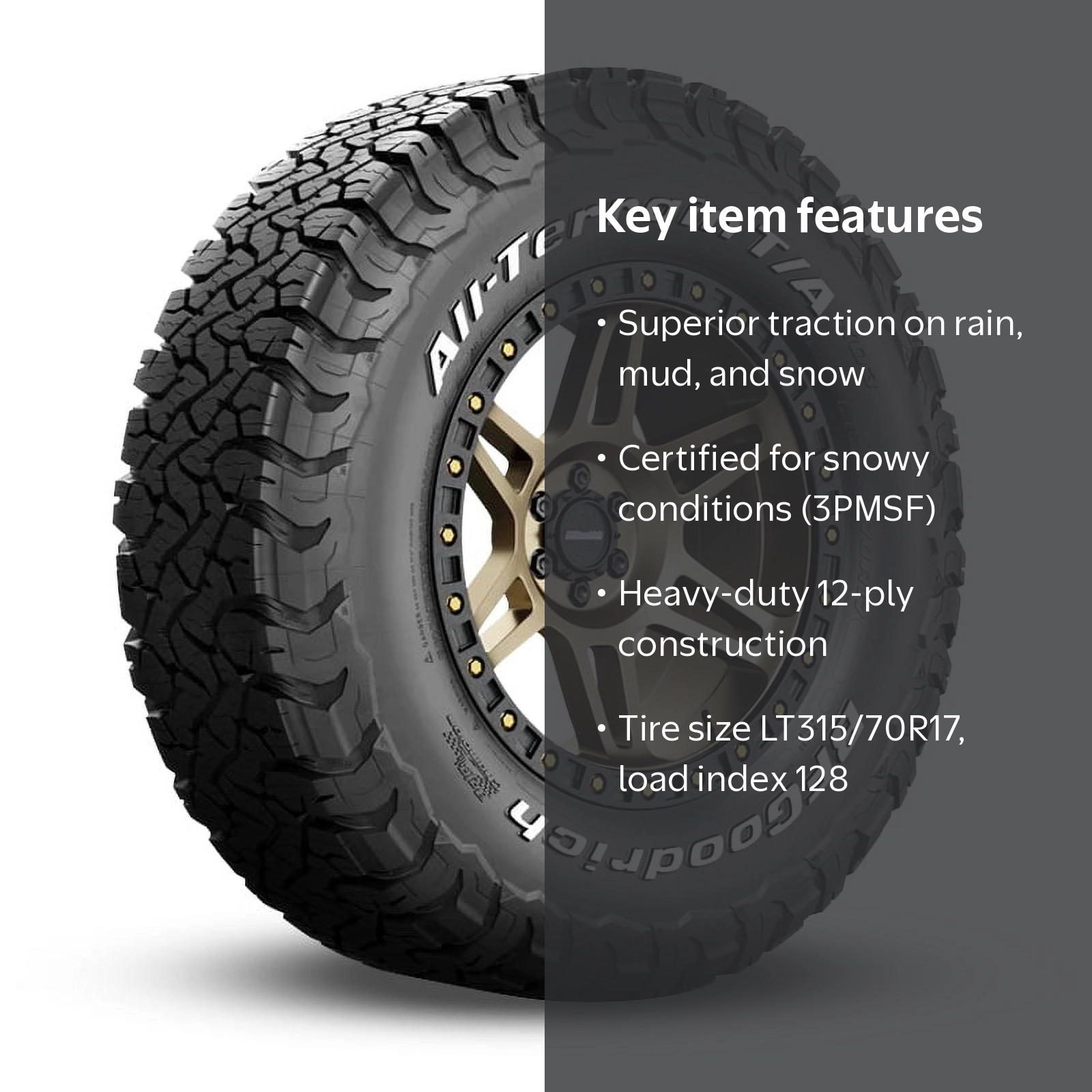 BFGoodrich All-Terrain T/A KO3 LT315/70R17 128S, 50,000-Mile