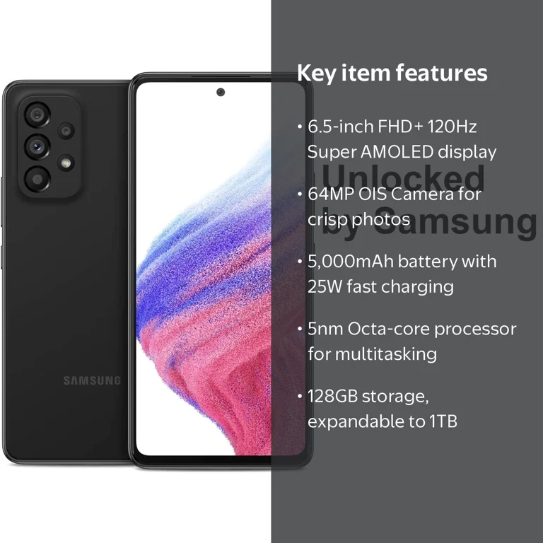 Samsung Galaxy A53 5G 128GB Unlocked Smartphone - Awesome Black